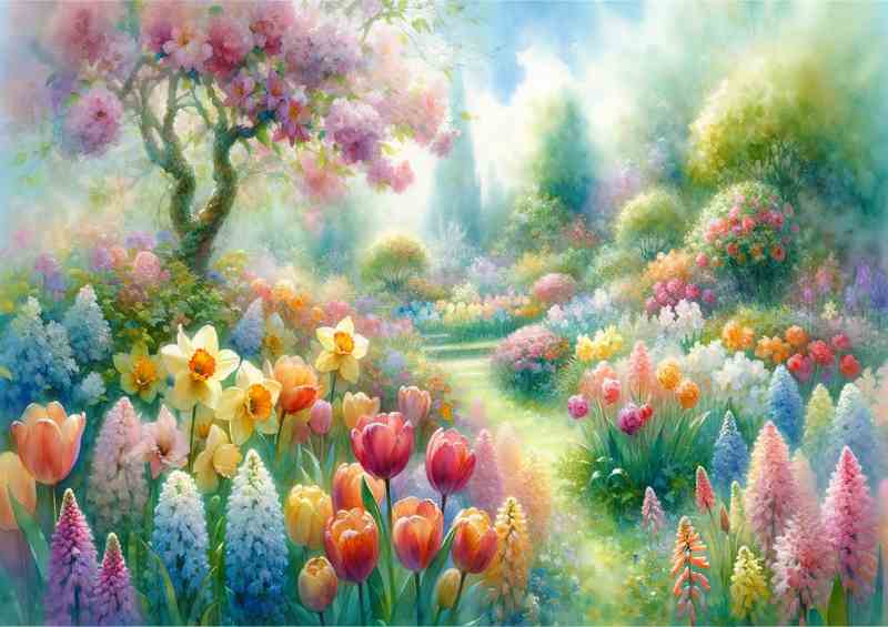 Spring Serenade A Floral Garden Watercolor Style | Canvas