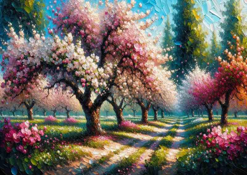 Springs Melody Blossoming Orchard Oil Painting Style | Canvas