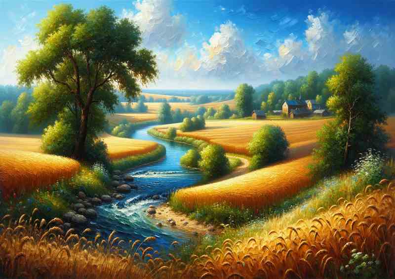Summers Bliss Rural in Oil Painting Style | Poster