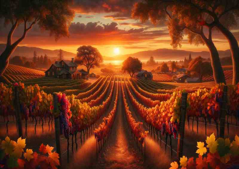 Sunset Symphony The Rustic Autumn Vineyard | Di-Bond