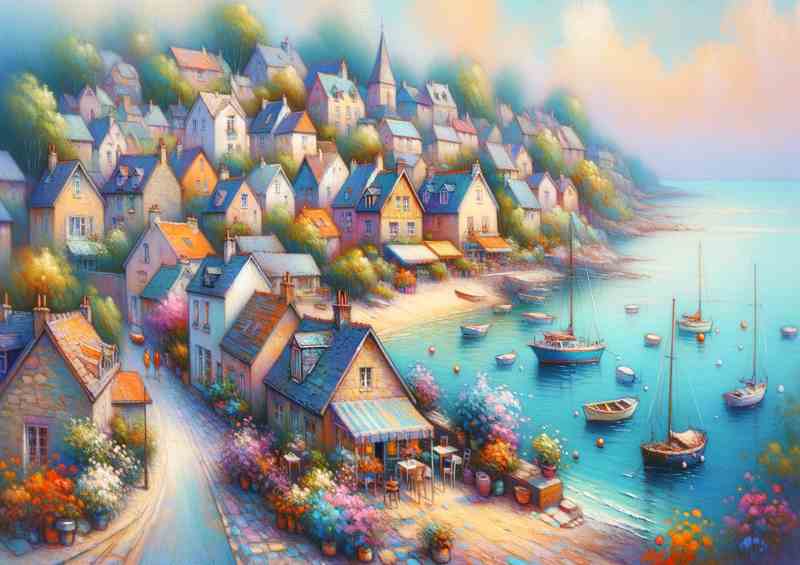 Summers Joy A Coastal Village Pastei | Poster