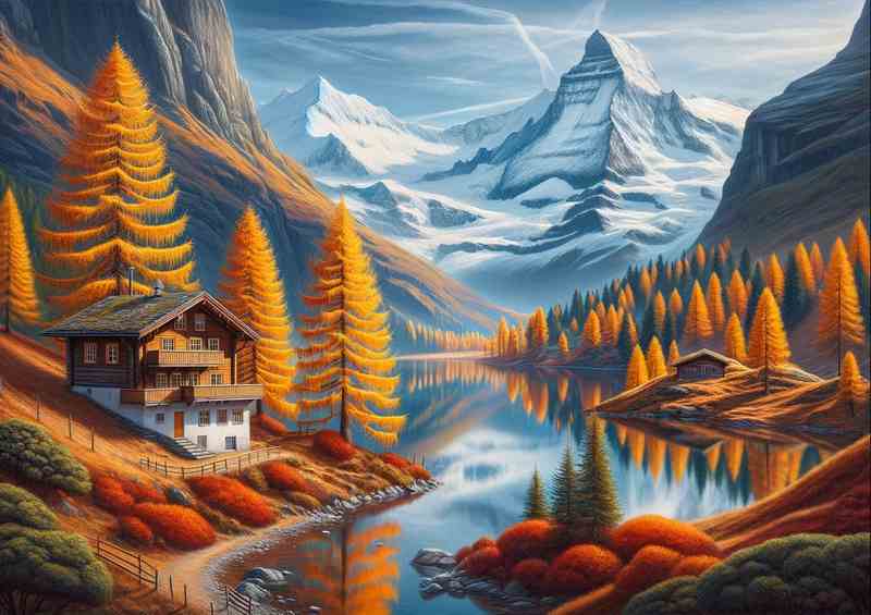 Autumn Day Swiss Alps | Metal Poster