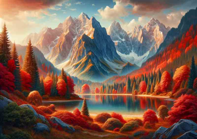 Autumnal scene in the Bavarian Alps Germany | Metal Poster