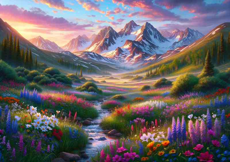 Floral Symphony Spring Dawn in the Colorado Mountains | Canvas