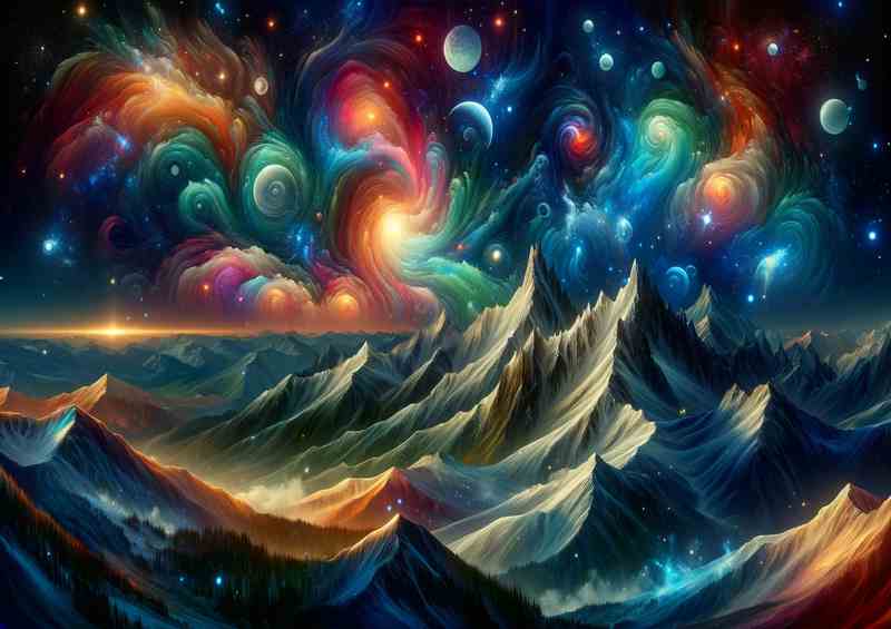 Starry Night Serenade A Mountain Range | Metal Poster