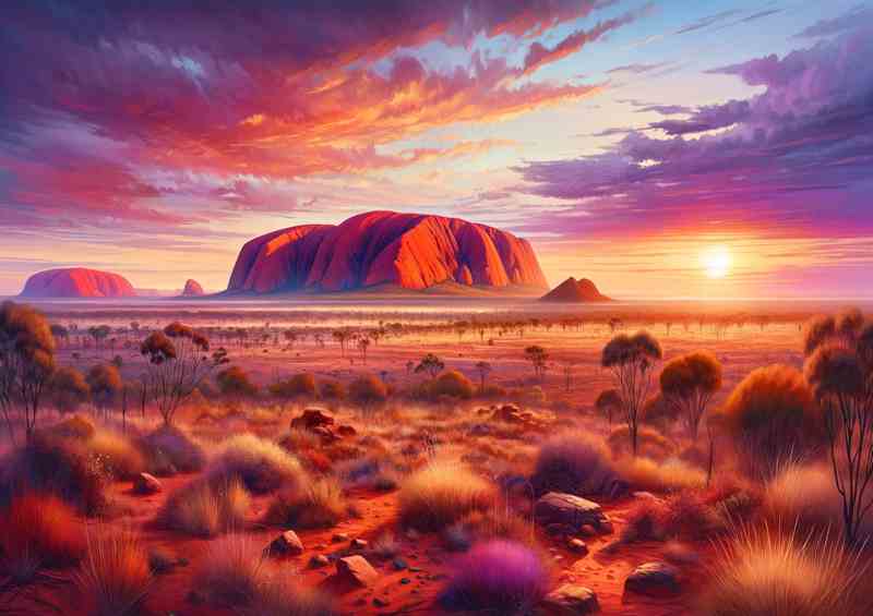 Summer sunrise in the Australian Outback Uluru Ayers Rock | Poster