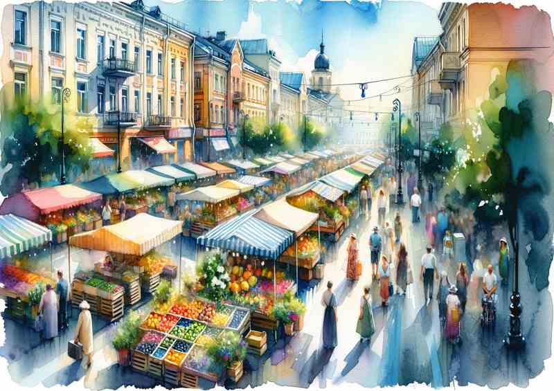 Summers Vibrance A Busy Street Market | Poster