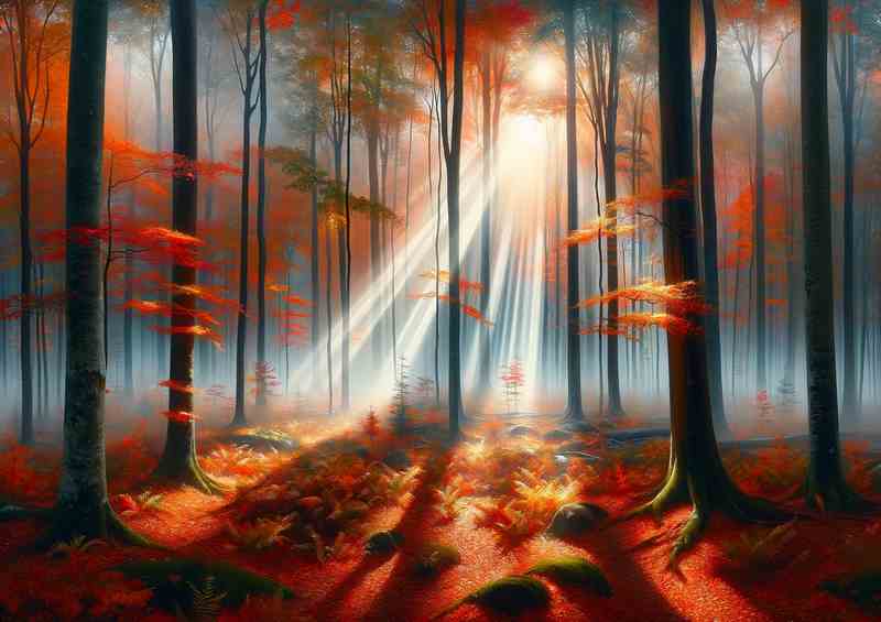 A misty morning in a New England forest USA | Canvas