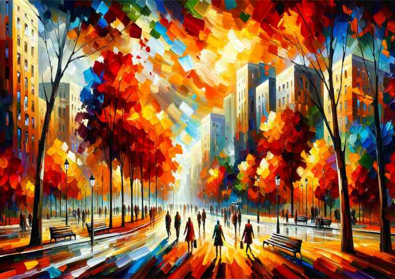 Autumns Harmony A City Park in Expressionist Style | Canvas
