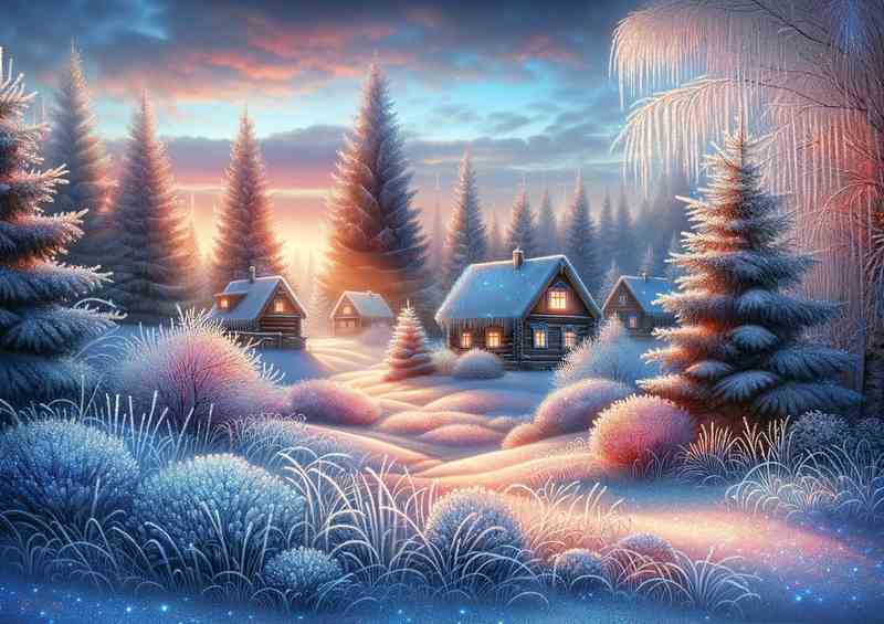 Glistening Frost A Winter Wonderland at Dawn | Poster