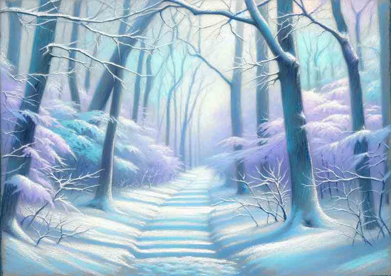 Tranquil Tones A Snow Covered Forest Path | Canvas