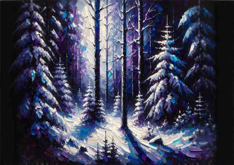 Whispering Pines Winter Forest in Expressionist Style | Canvas