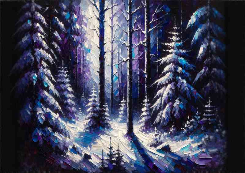 Whispering Pines Winter Forest in Expressionist Style | Poster