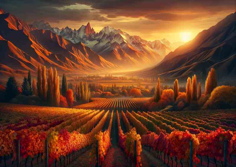 Autumn evening in the vineyards of Mendoza Argentina | Canvas