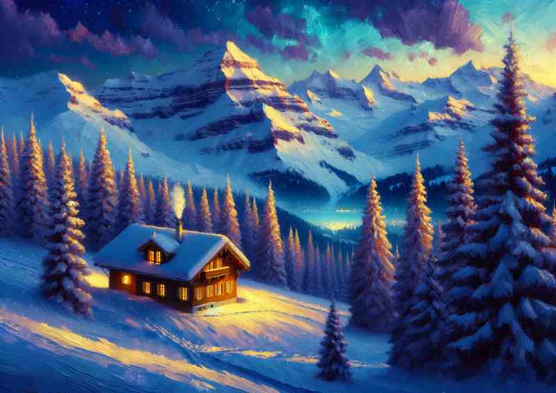 Gleaming Solitude Serene Snowscapes of the Swiss Alps | Poster