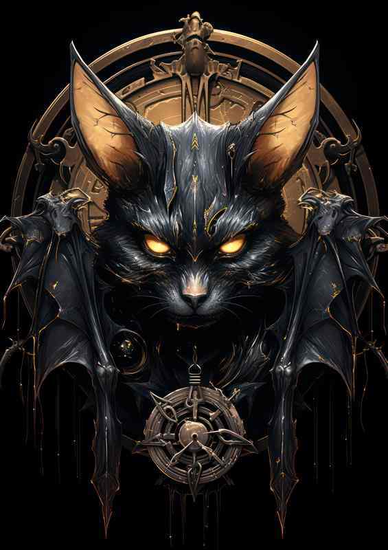 Master bat with pentagrams and the moon | Canvas