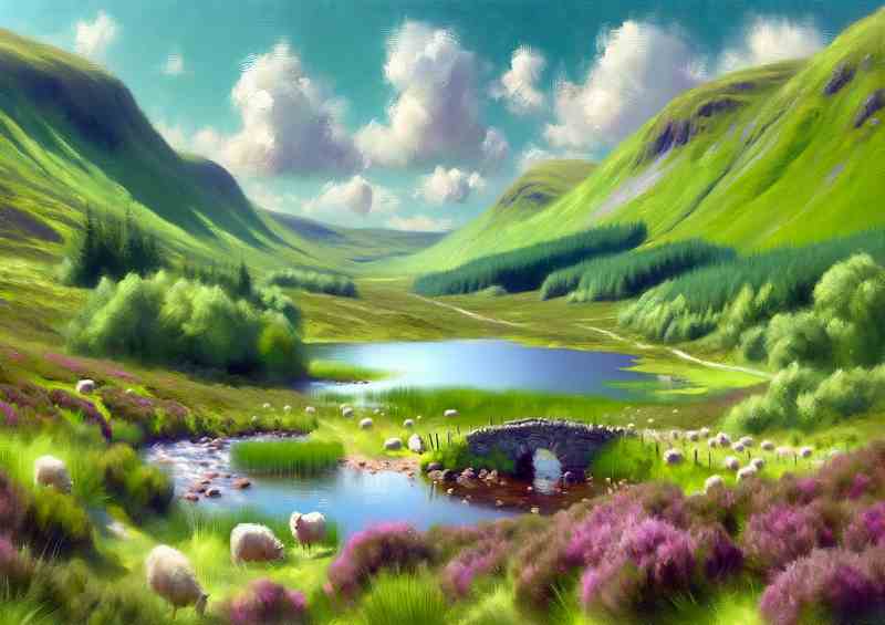 Summer afternoon in the Scottish Highlands A serene loch | Poster