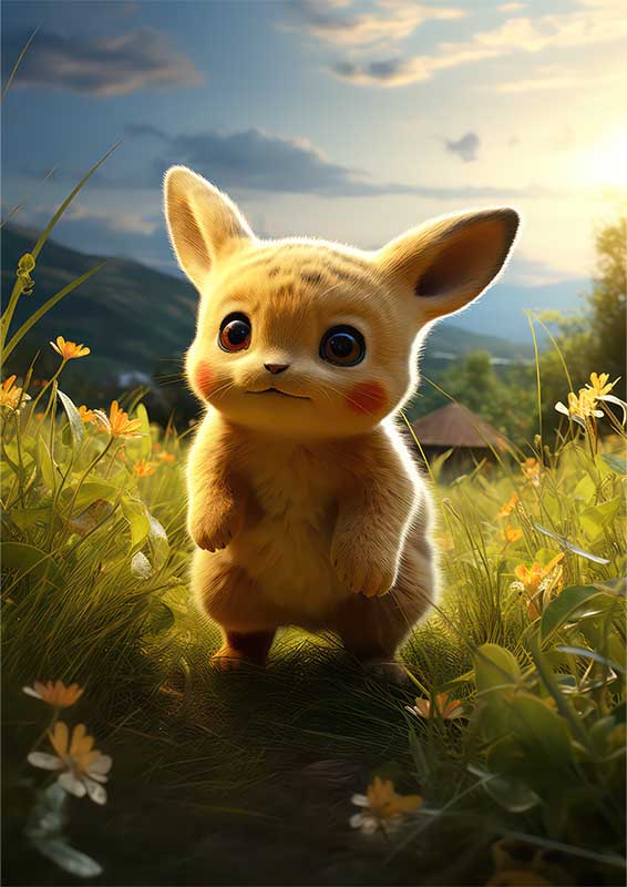 The little pikachu walking through the vally | Canvas