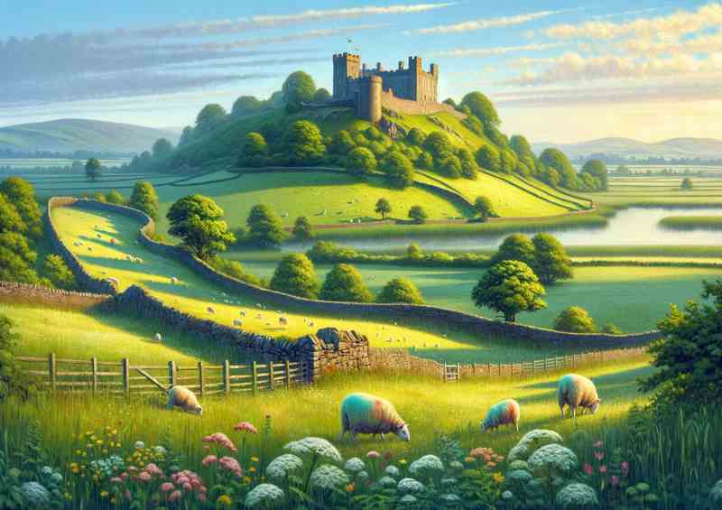 Summer morning in the Welsh countryside Lush green fields | Canvas