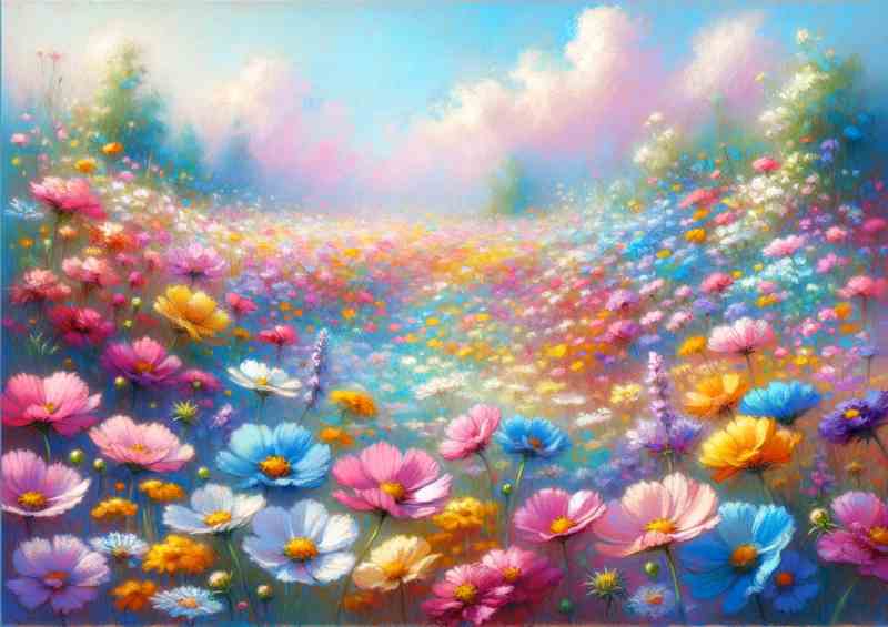 Summers Palette A Flower Meadow in Pastel Style | Metal Poster