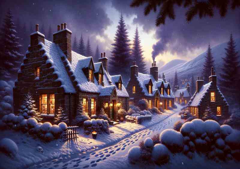 Winters Whisper A Snowy Evening in a Scottish Hamlet | Canvas
