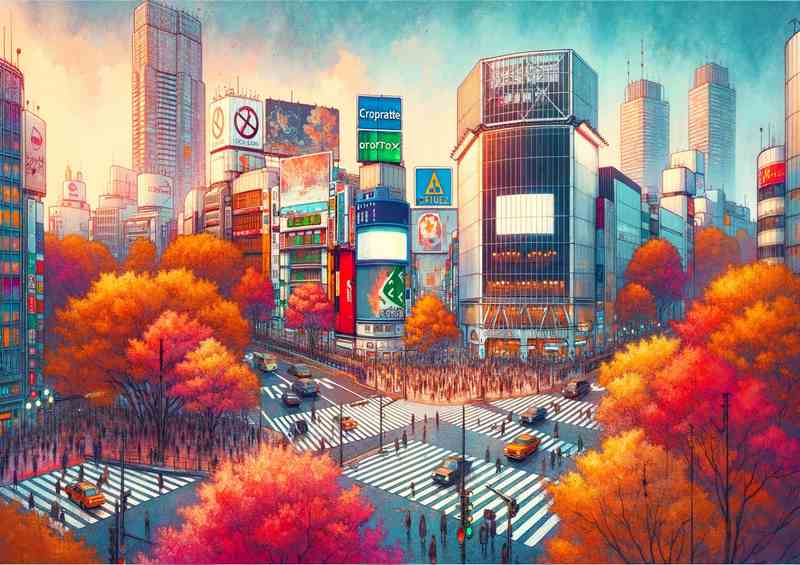 Shibuya Crossing in Autumn Afternoon - Di-Bond