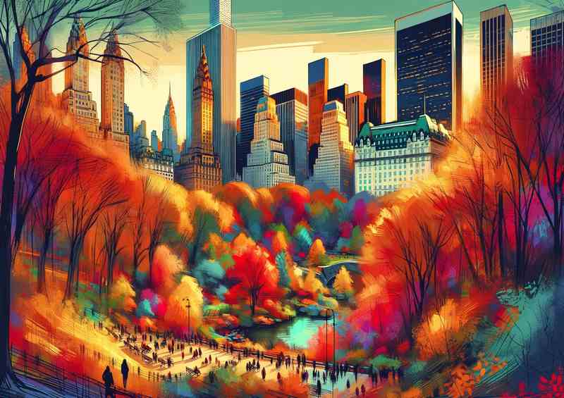 Central Park Autumn Trees Poster