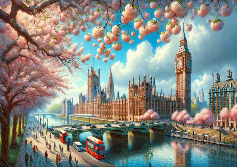 Blossoming Majesty Springtime at Westminster London | Poster