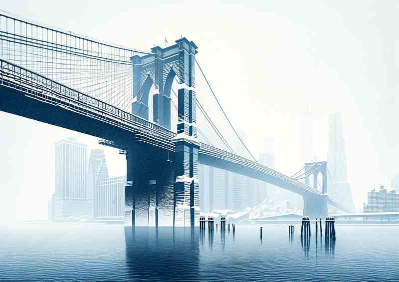 Frosty Brooklyn Bridge Metal Poster
