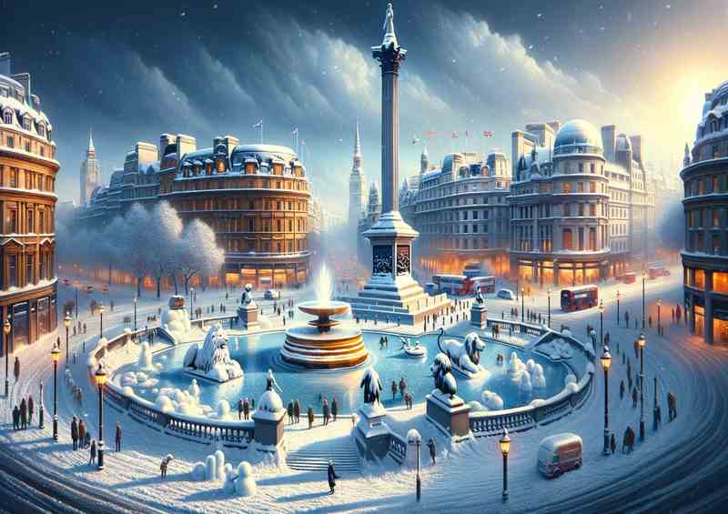 Glacial Majesty A Snow Covered Trafalgar Square in London | Di-Bond