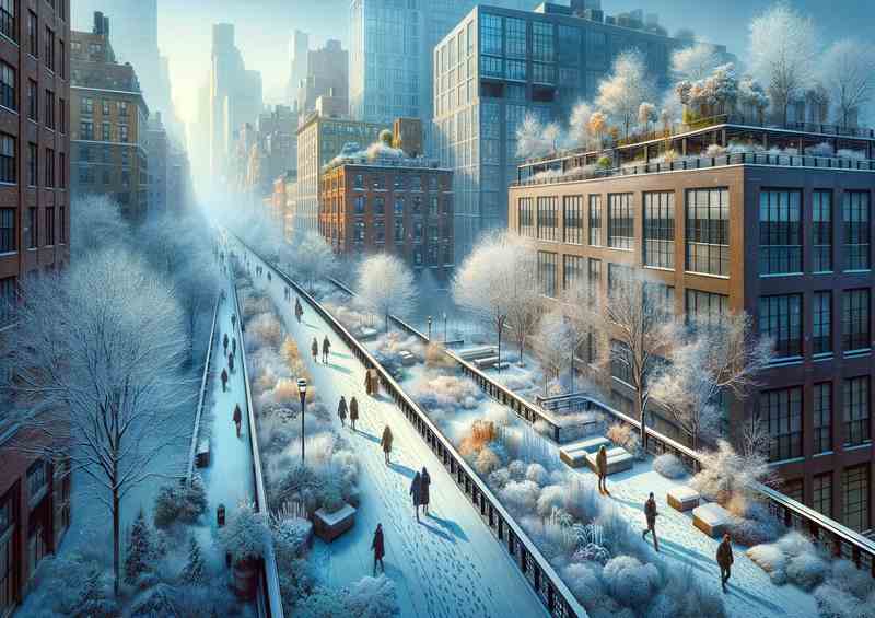 Snow Serenity Winter Morning at High Line NYC | Canvas