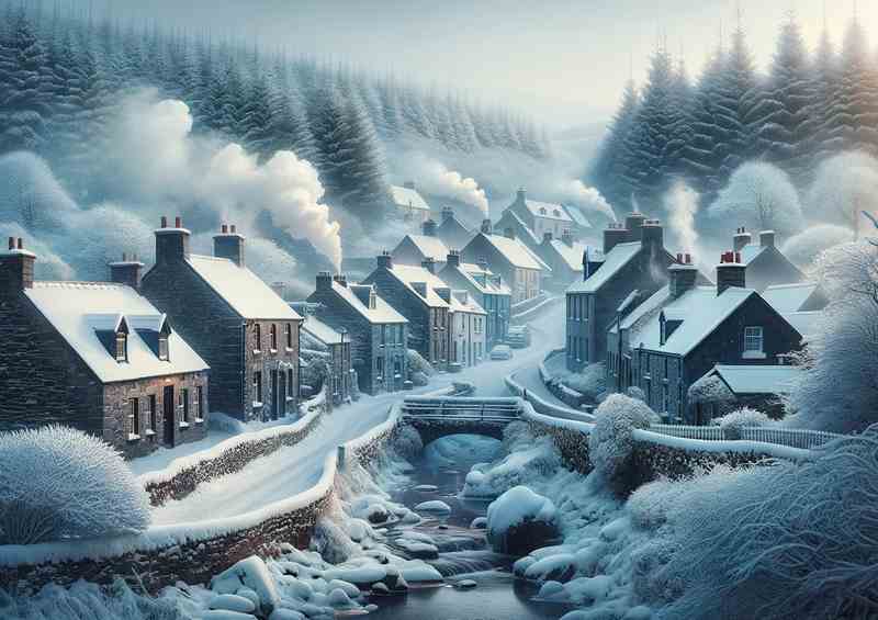 Snowy Serenade A Wintry Scene in a Northern Irish Village | Poster