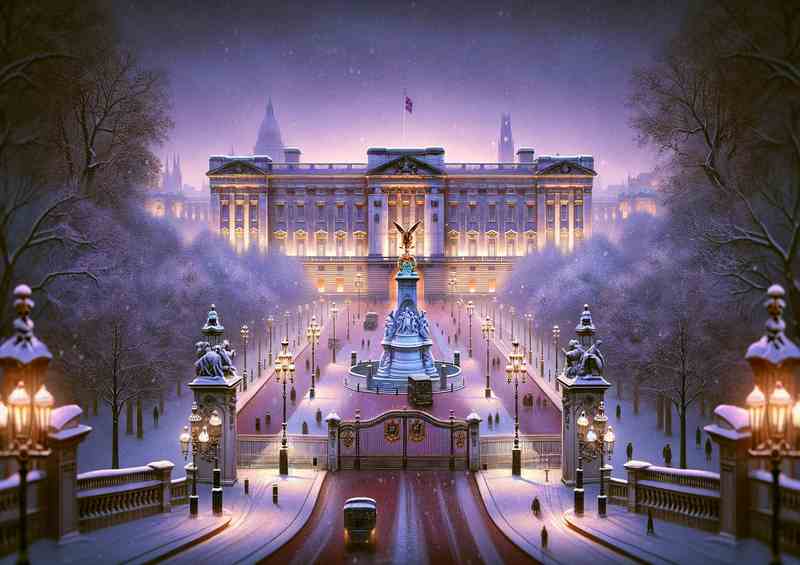 Snowy Serenade Winter Evening at Buckingham Palace | Di-Bond