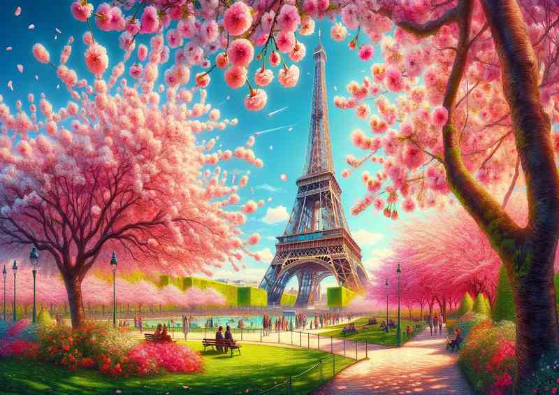 Springs Dance Blooming Cherry Blossoms near Eiffel Tower | Canvas