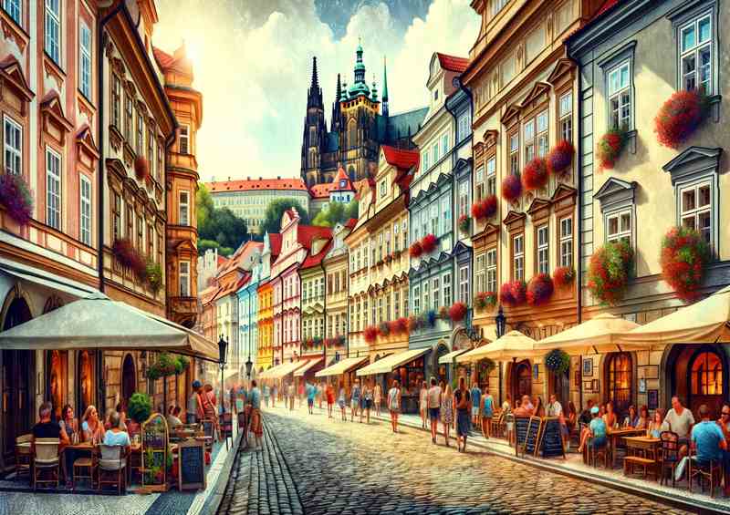Prague Historic District Cobblestone Canvas