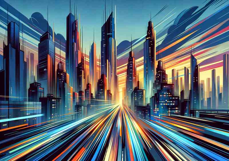 Urban Rhythm Cityscape at Dusk | Poster