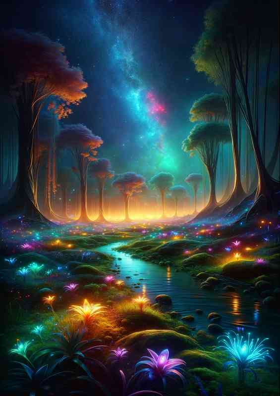 A vertical view from a fantasy planet depicts surreal flowers | Canvas