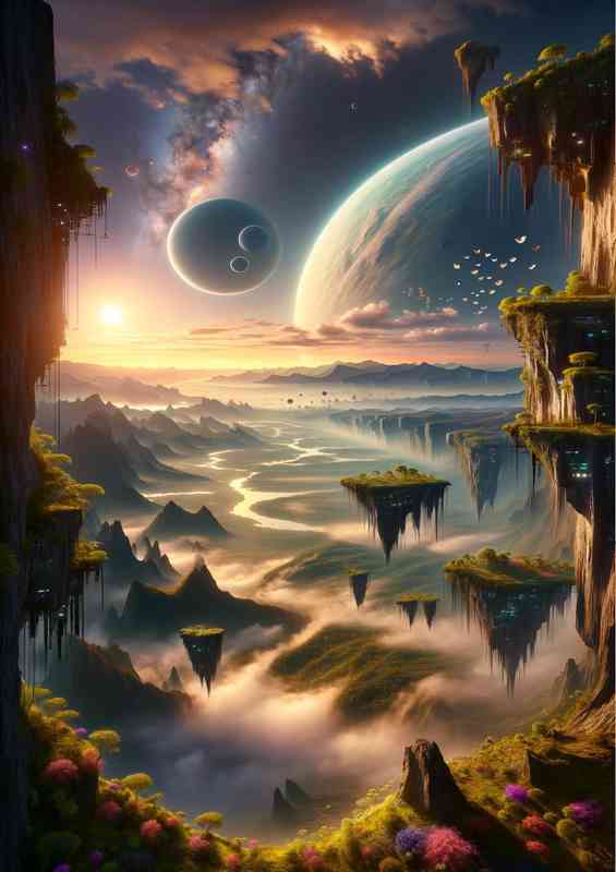 A vertical view from a fantasy planet show casing green beauty | Di-Bond