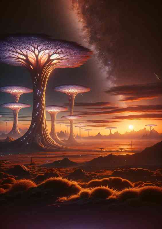 Trees fantasy planet vast open landscape | Poster