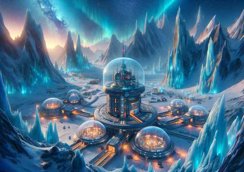 A captivating scene captures an alien research centre | Poster