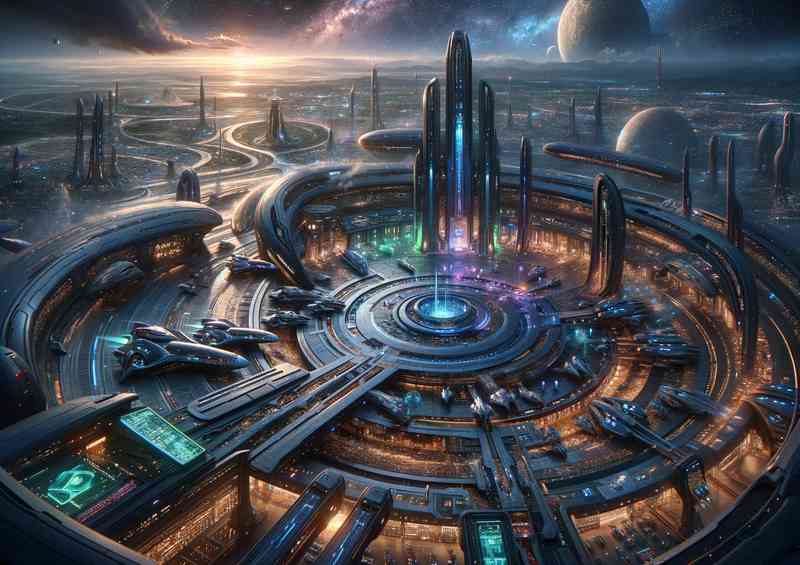 A dramatic view from a fantasy planet futuristic arena | Canvas