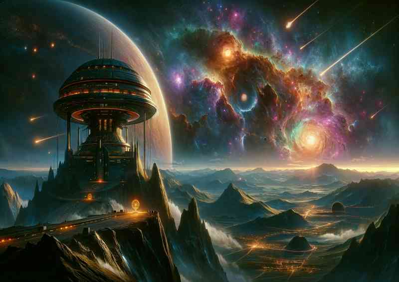 A fantasy planet The scene depicts a large ancient alien outpost | Poster