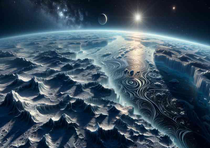 A magnificent view from space of a fantasy planet's polar region | Canvas