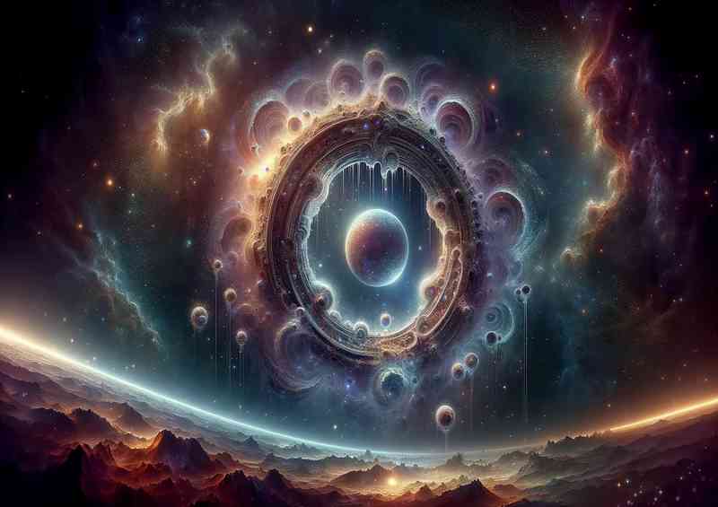 A space fantasy scene with minimal planetary elements | Metal Poster