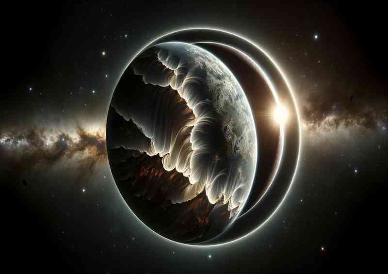 A stunning view from space of a fantasy planet during a solar eclipse | Di-Bond