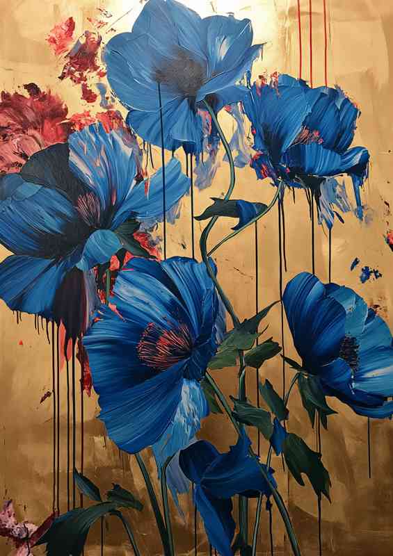 Array of blue flowers street art | Canvas