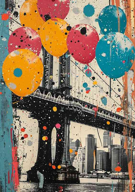 Ballons over the bridge new york | Poster