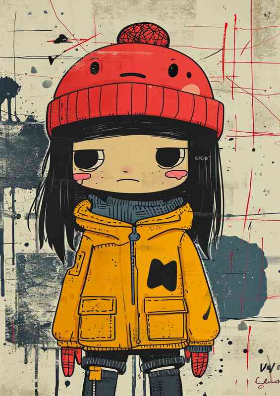 Cartoon girl with the red hat | Canvas