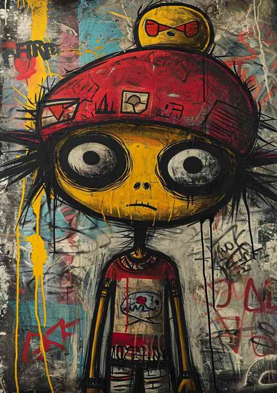 Cartoon person and a red cap | Metal Poster