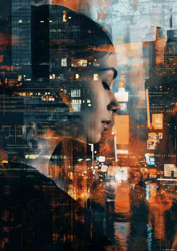City landscape with a womans face | Poster